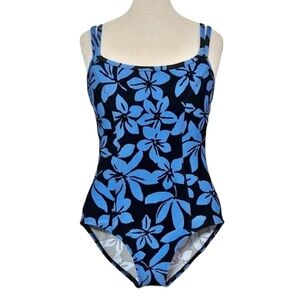 Liz Claiborne Women’s Black & Blue Floral One-Piece